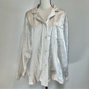 Character White Shiny Button-Up Shirt with Star and Moon Pattern